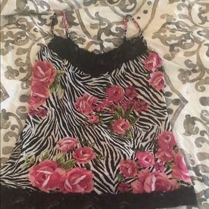 CACHÉ zebra and floral print camisole